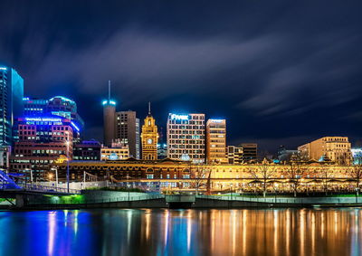 Illuminated city at night