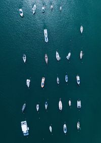 Aerial view of boats in sea