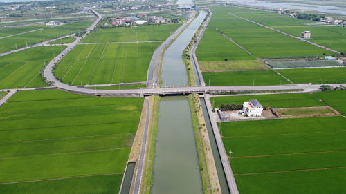 High angle view of road