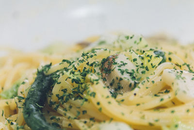 Close-up of spaghetti served