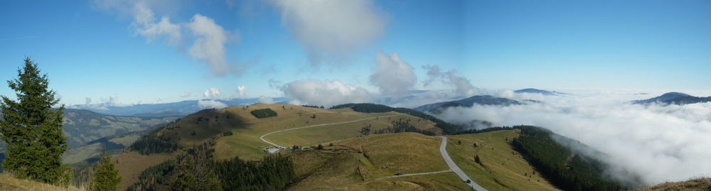 Panoramic view of mountains against sky