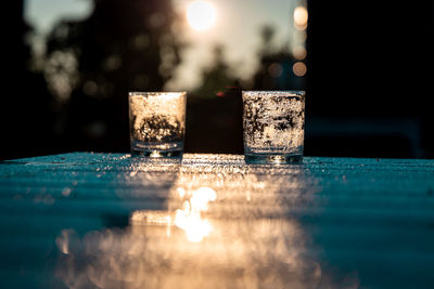 Close-up of water on table