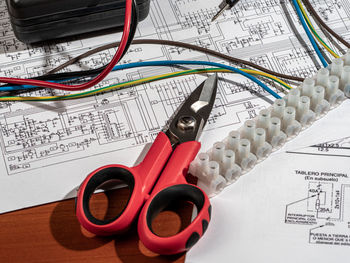 High angle view of text on paper