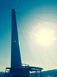 Low angle view of building against blue sky