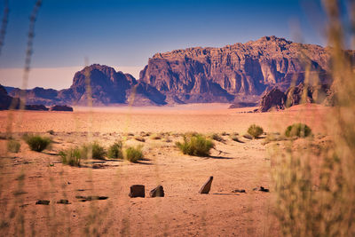 Scenic view of rocky mountains against sky