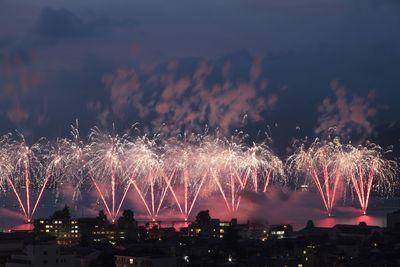 Firework display at night