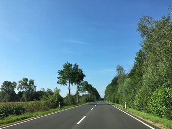 Road amidst trees against sky