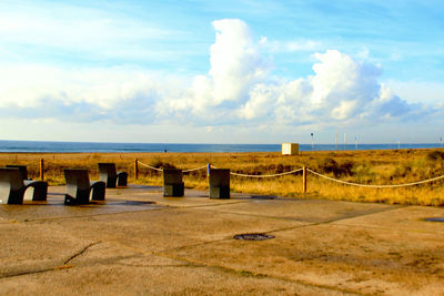 Scenic view of beach against sky