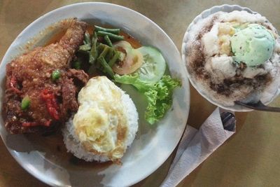 Close-up of food served in plate