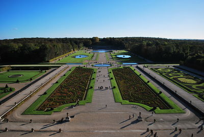 Aerial view of landscape against clear sky