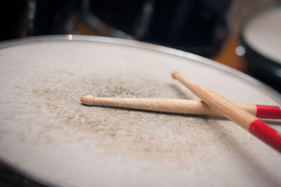 Close-up of drumsticks
