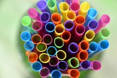 Close-up of colorful drinking straws 