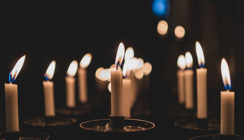 Close-up of illuminated candles