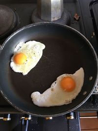 High angle view of breakfast on table