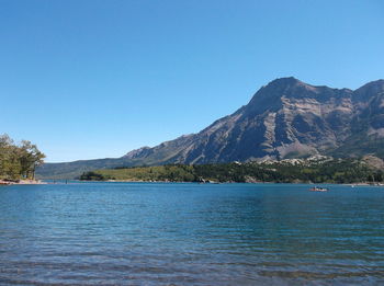 Scenic view of lake against clear sky