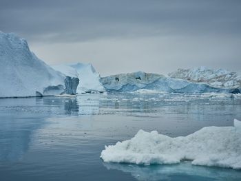 Scenic view of frozen sea against sky