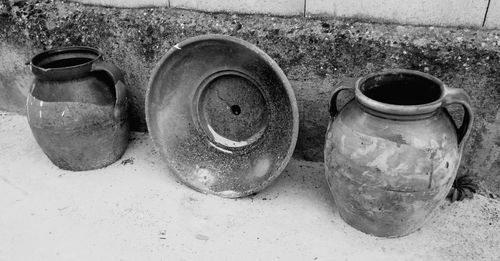 High angle view of old container