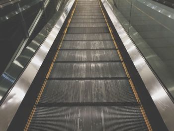 High angle view of escalator