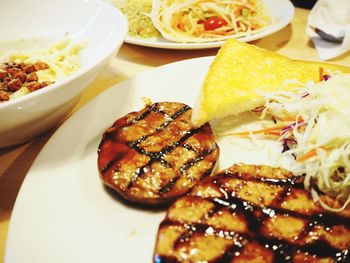 Close-up of food served in plate