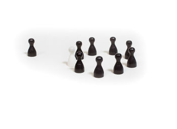 High angle view of chess board against white background