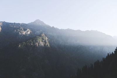 Scenic view of mountains against clear sky