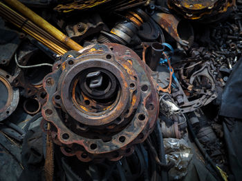 High angle view of rusty metal