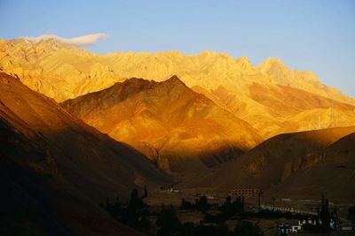 Scenic view of mountain range against sky