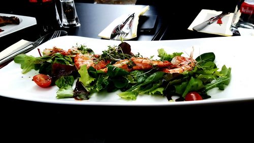 Close-up of food served in plate