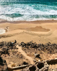 High angle view of beach