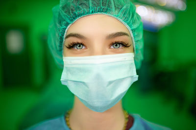 Portrait of female doctor wearing mask