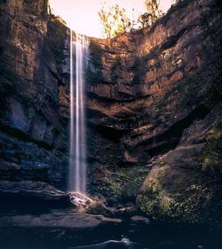 Low angle view of waterfall