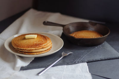 High angle view of breakfast on table