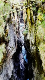 Close-up of rock by river