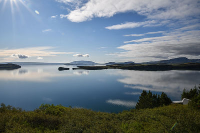 Scenic view of lake against sky