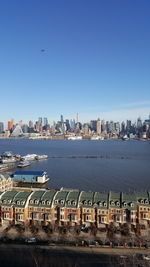 Cityscape against clear sky