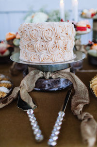 Close-up of cake on table