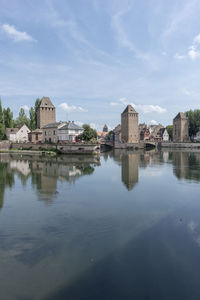 Reflection of church in water