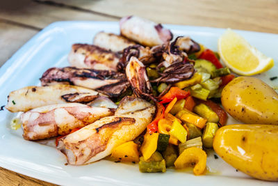 Close-up of meal served in plate