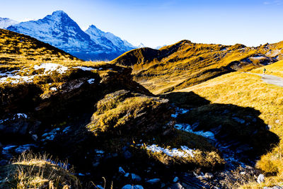 Scenic view of mountains against clear sky