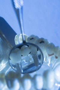 High angle view of drinking water on glass