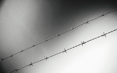 Low angle view of barbed wire