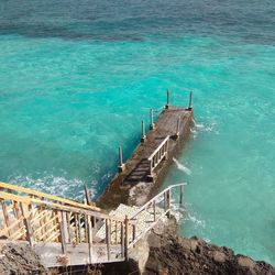 High angle view of swimming pool by sea