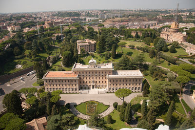 High angle view of buildings in city