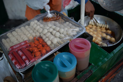 High angle view of food in bowl