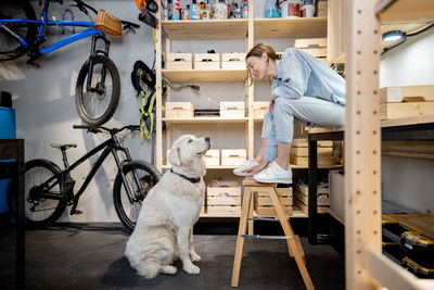 Man with dog on bicycle