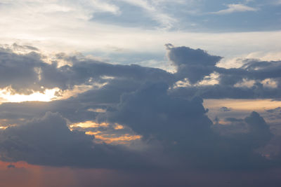 Low angle view of clouds in sky during sunset