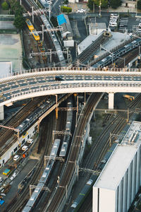 High angle view of elevated road in city