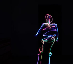 Light painting against black background