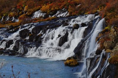Scenic view of waterfall at beach during winter