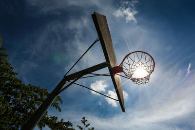 Low angle view of basketball hoop against sky